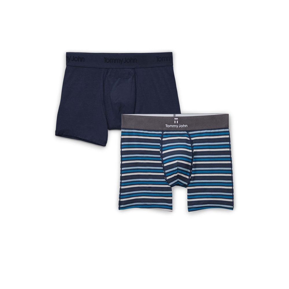Tommy John Mens Second Skin Boxer Brief 2 Pack Dress Blues Size LG